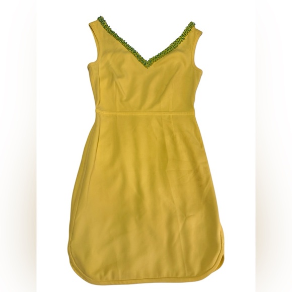 Tory Burch Dresses & Skirts - Tory Burch Yellow Dress with beaded neckline. Size 8.